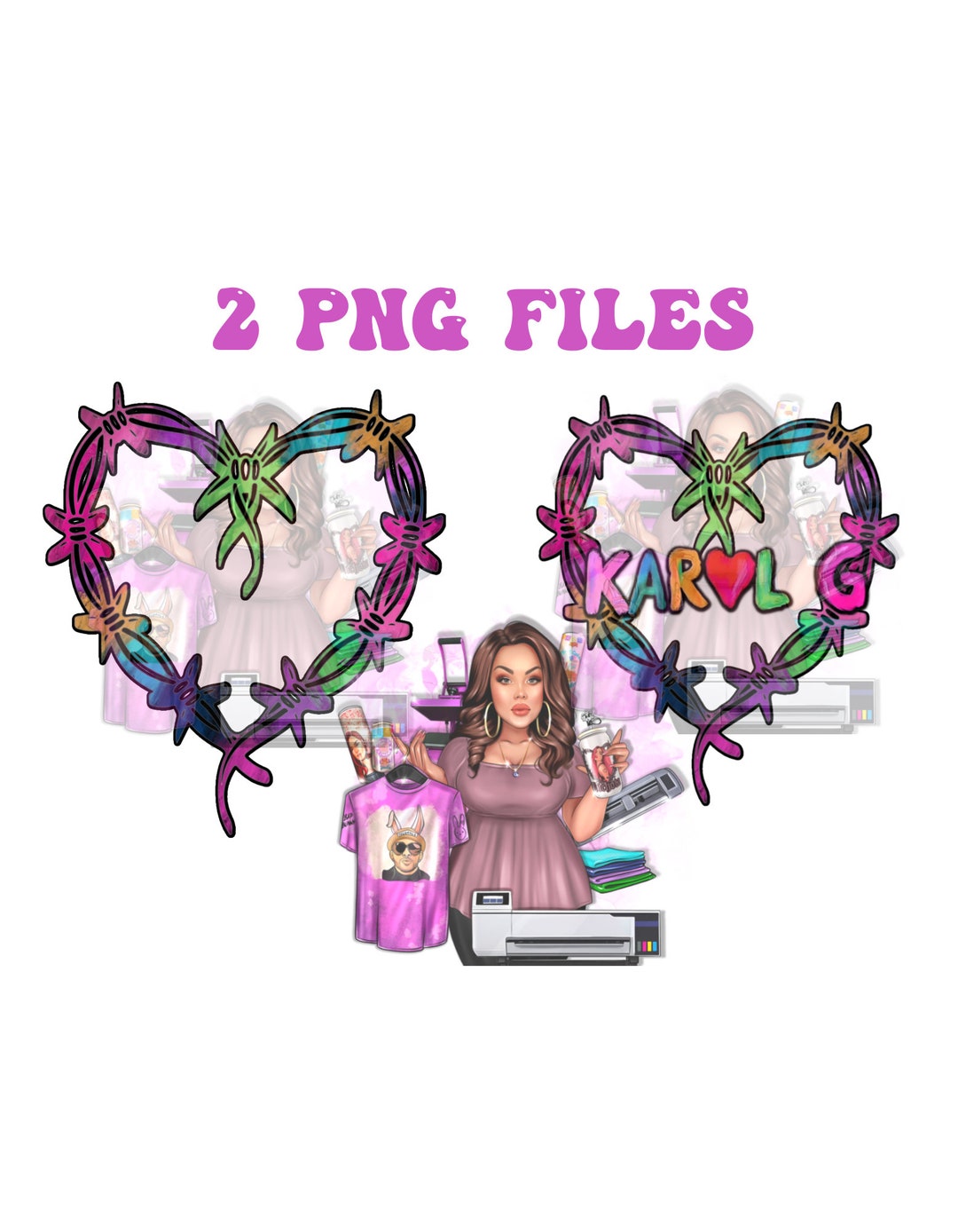 Karol G manana sera bonito/ Karol G PNG file/ Karol G Colorful Heart PNG / Manana Sera Bonito