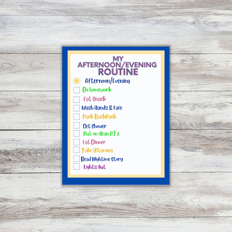 Printable Kids Daily Responsibilities Chart Daily Routine - Etsy