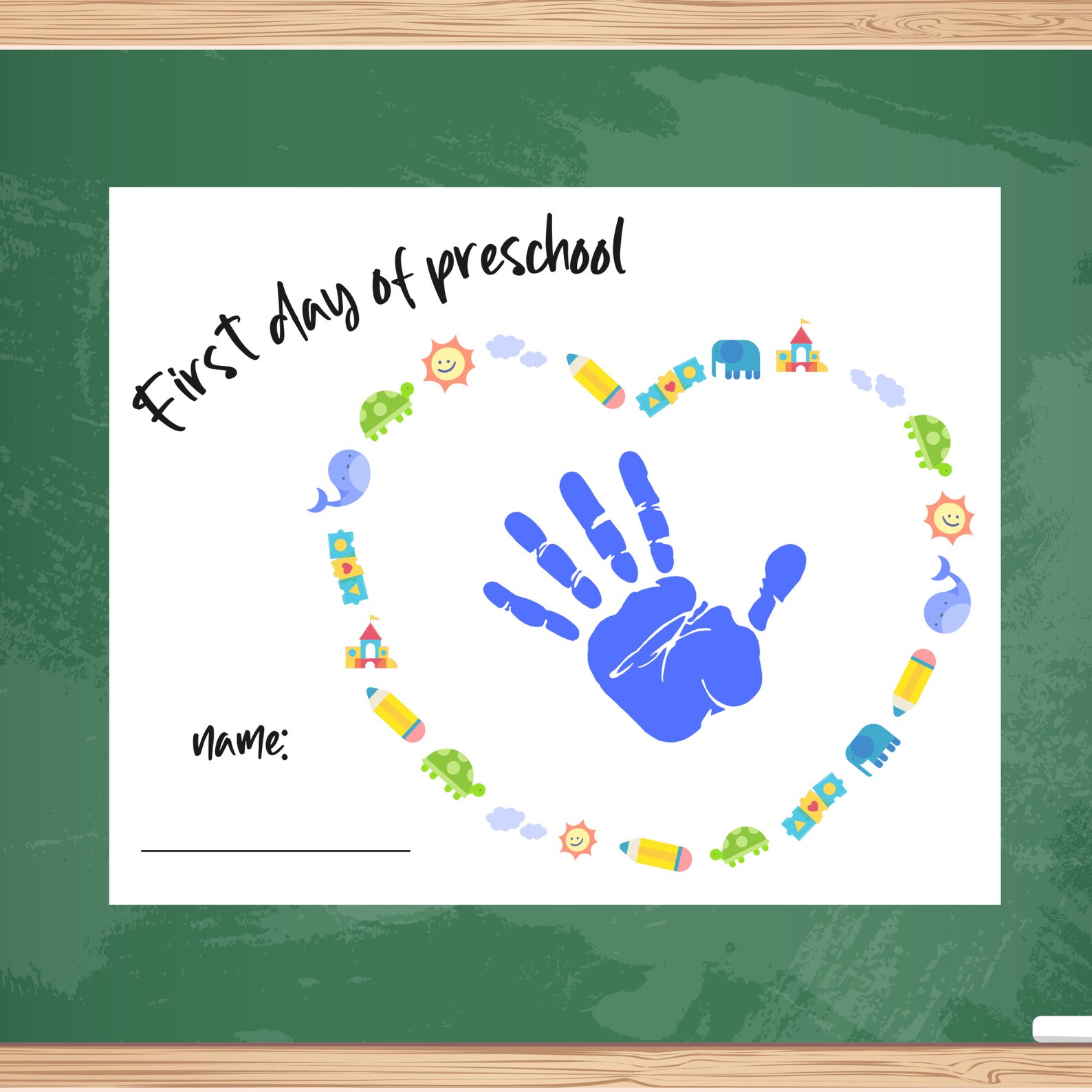 First Day of Preschool Handprint Art, Back to School, Handprint Craft ...