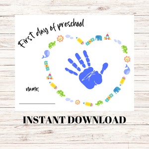 First Day of Preschool Handprint Art, Back to School, Handprint Craft ...