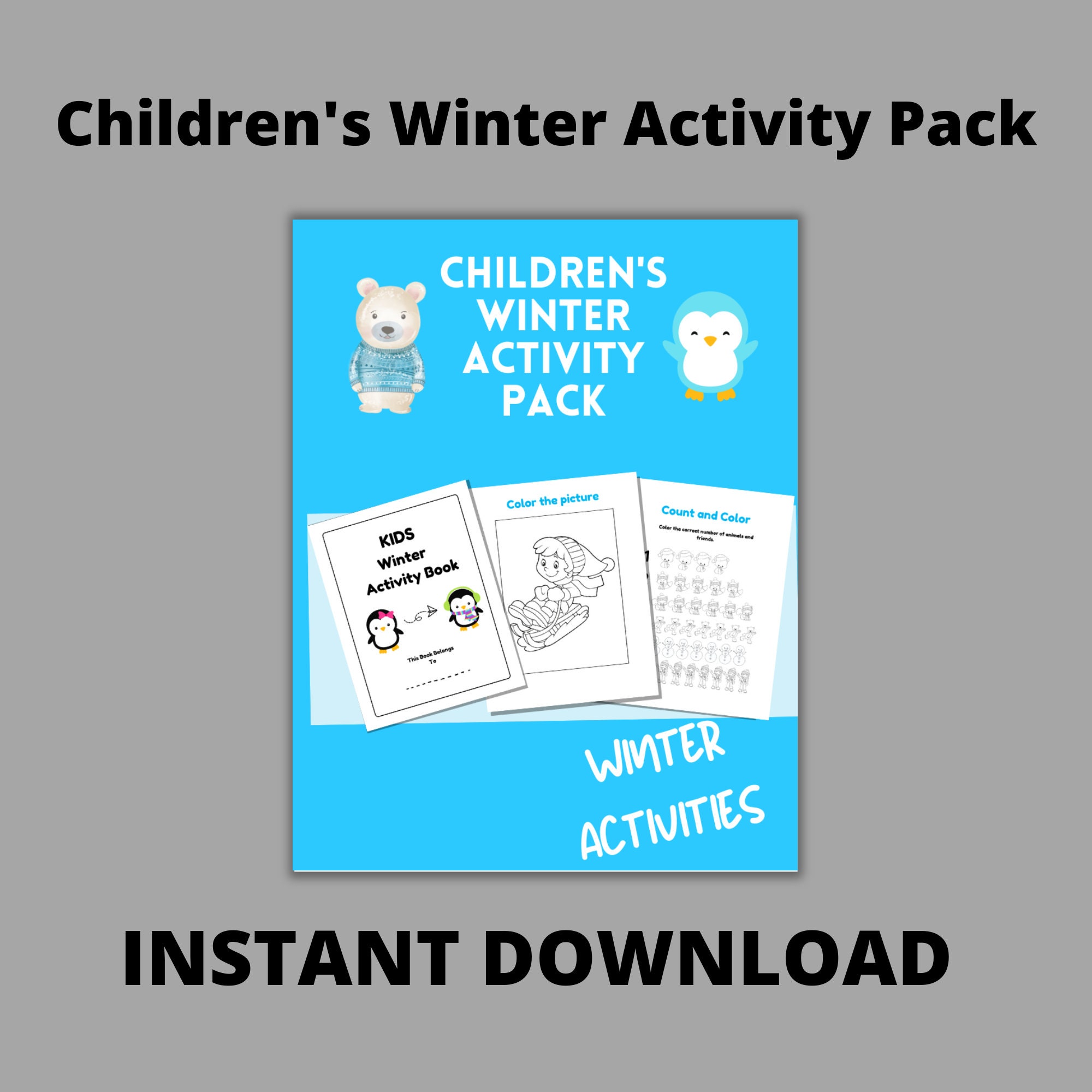 Kids Winter Activity Pack Printable, Printable Activity Bundle ...