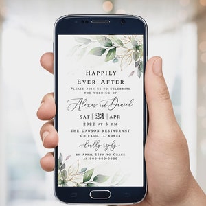 Electronic wedding invitation Editable invitation template Reception party invite Gold foliage invite Digital Download Templett AGFW-1