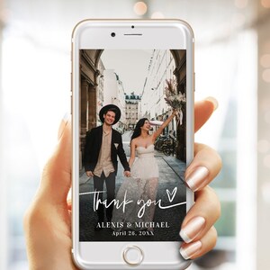 Electronic thank you template Thank you card with picture Wedding thank you card Digital Editable Text message Download Templett FThf-L7