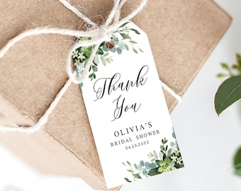 Eucalyptus thank you tag template Editable tag printable Greenery Wedding tag Customizable tag Digital tag Download Templett gweuf2