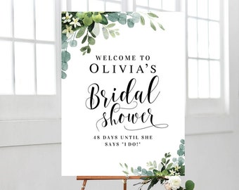 Eucalyptus bridal shower welcome sign template Editable Greenery welcome sign printable Hens party poster Digital Download Templett SGWEUF2