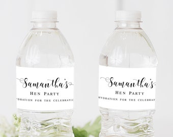 Water bottle label Fully editable template Custom bridal shower sticker Hen party decor Bridal brunch Digital Download Templett #swc2