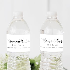 Editable water bottle label Bridal shower stickers Hen party decor Digital download SUSHF-2