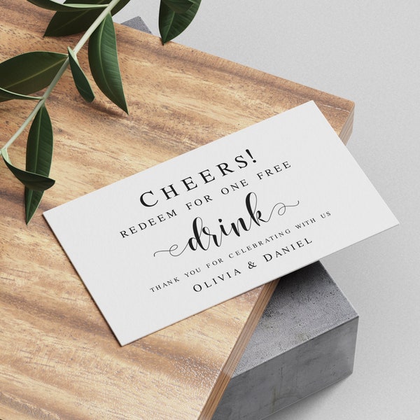 Drink ticket template Fully editable Wedding Rehearsal dinner Engagement party Couples shower Printable Digital Download Templett #swc2