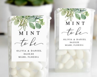 Eucalyptus greenery tic tac label template Editable wraparound mint to be Download Templett WEUF-3