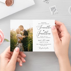 Photo wedding invitation template Fully editable invite Picture Printable Calligraphy DIY Digital Download Templett #swc19