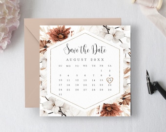 Beige calendar save the date template printable Editable calendar Bridesmaid proposal card  Customizable calendar Download Templett BEGPRS25