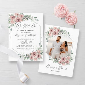 Dusty roses we still do invitation template Edit with Templett Invite with picture Photo invitation printable Digital DIY Download SDURS-10f