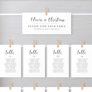 Wedding seating plan printable Seating chart template Editable seating cards Arrangement cards Personalized DIY Download Templett swc2 image 1