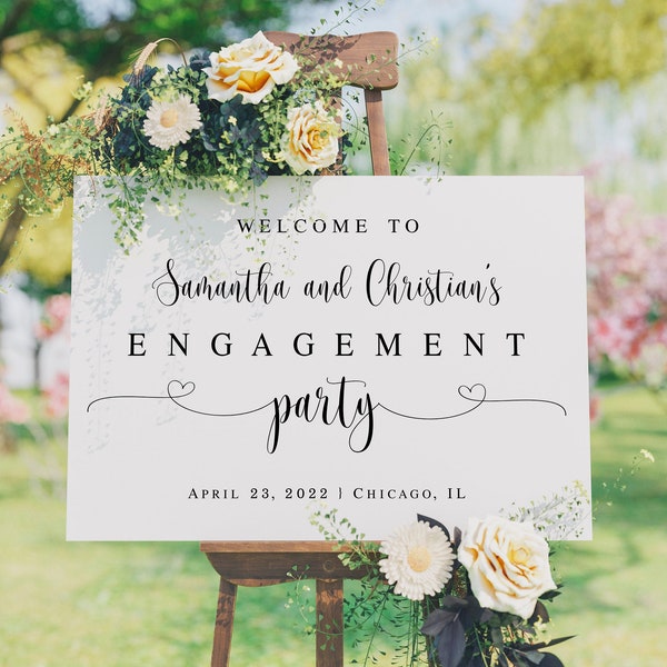 Welcome engagement party sign template Fully editable Welcome poster Customizable welcome sign Printable Digital Download Templett ThFcf-SW6