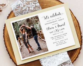 Engagement party invitation template Fully editable Photo engagement invite Modern invite printable Self-editing Download Templett #swc2