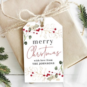 Merry Christmas tag template Christmas gift tag Happy Holidays tags Christmas party Tags for gifts Personalized DIY Download Templett #swc45