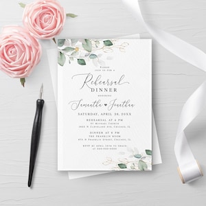 Gold foliage wedding rehearsal invitation template Editable invite printable Greenery electronic invite Digital Download AGFW-1