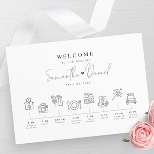 Wedding day timeline template Fully editable Schedule of events Wedding party order Itinerary Simple Printable DIY Download Templett #swc18