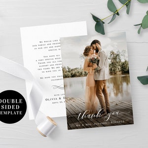 Hochzeit Dankeskarte Vorlage Druckbare Dankeskarte mit Bild Hochzeit Dankesbrief Download Bearbeiten mit Templett LCA-WC21