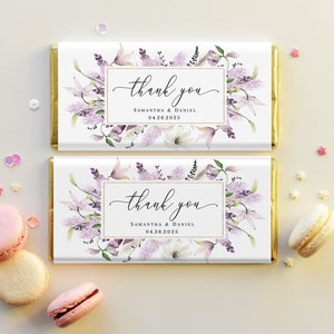 Lavender chocolate bar wrapper template Editable candy bar wrapper printable Label for Hershey chocolate bar DIY Download Templett LaWed-A