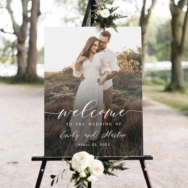 Photo welcome sign Fully editable template Welcome wedding board printable Reception poster A1 size Digital Download Templett LCF-WC21