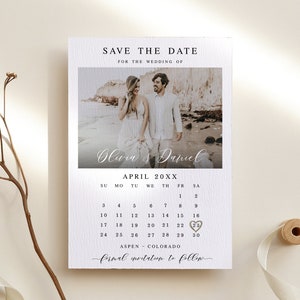 Photo calendar save the date template Editable photo save the date printable Wedding announcement DIY Digital Download Templett LCF-WC21
