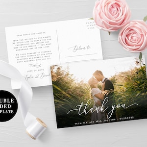 Hochzeit Dankeschön Postkarte mit Foto Foto Dankeschön Postkarte Vorlage Hochzeit Dankeschön Brief Printable DIY Download Templett wpalf-A91