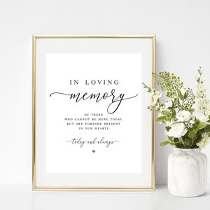 In loving memory sign Editable memory sign template Wedding remembrance sign Memory sign printable Digital DIY Download Templett wpalf-a91