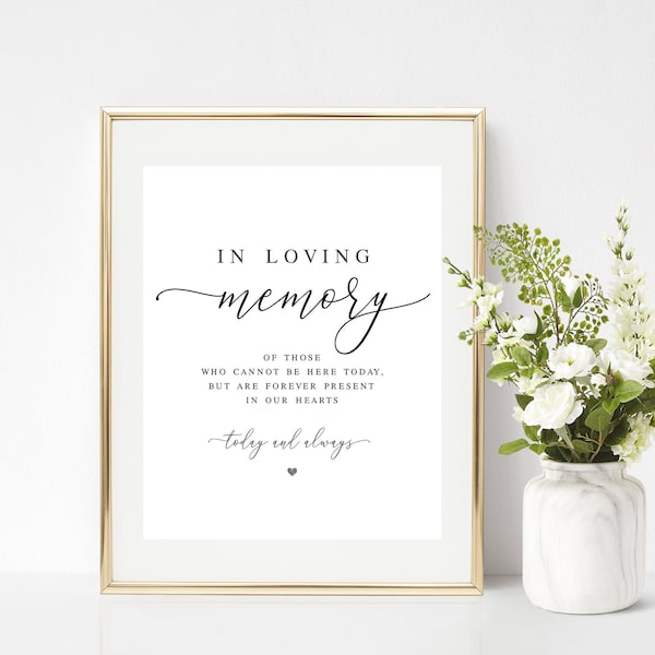 In loving memory sign Fully editable template Wedding remembrance sign Memorial Printable Personalized Digital DIY Download Templett #swc19