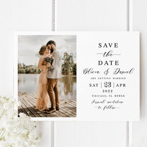 Photo save the date printable Fully editable template Engagement Wedding announcement with picture Personalized Download Templett LCF-WC21