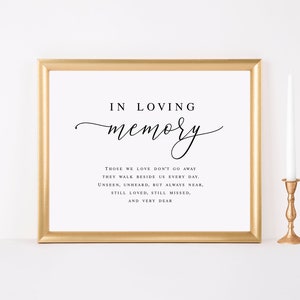 In loving memory sign template Wedding remembrance sign Printable memory sign Memorial table sign Download Edit with Templett wpalf-a91