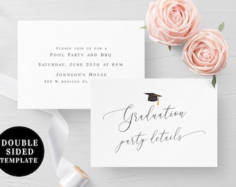 Graduation party details card template Printable Invite enclosure Grad invite insert card Class of 2024 Grad party 2024 Download Templett