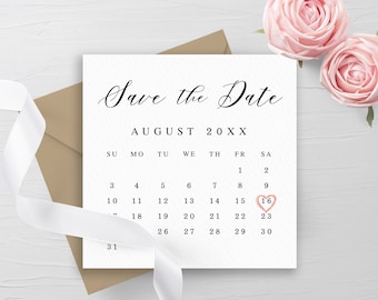 Calendar save the date template printable Fully editable calendar bridesmaid proposal card Personalized Download Templett LCF-WC21