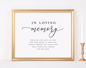 In loving memory sign printable Remembrance sign Fully editable template Wedding memorial table DIY Download Templett wpalf-a91