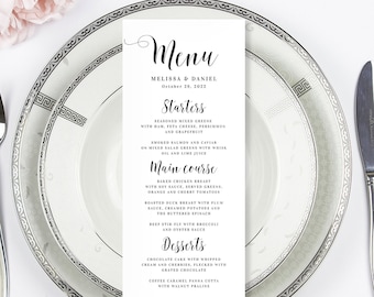 Wedding menu template Printable fully editable template Editable menu cards Instant Download Templett