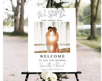 Wedding vow renewal welcome sign Customizable template with photo Reception poster Download Templett FOCSO18