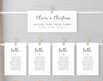 Wedding seating plan printable Seating chart template Editable seating cards Arrangement cards Personalized DIY Download Templett #swc2