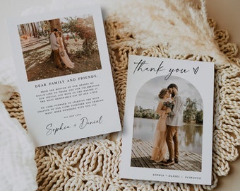 Wedding photo thank you card Editable thank you card Modern thank you card printable Wedding thank you letter DIY Download Templett SWC-M10