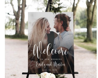 Photo welcome sign Fully editable template Wedding welcome board printable Reception poster Digital DIY Download Templett #swc17