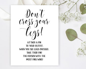 Don't cross your legs sign Baby shower games Fully editable template Baby shower decoration Printable activity DIY Download Templett