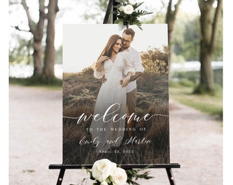 Photo welcome sign template Editable welcome sign Reception poster Printable wedding welcome sign Edit with Templett Download LCF-WC21