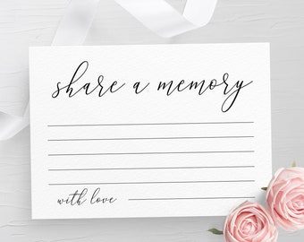 Share a memory card template Fully editable Printable funeral card Digital Minimalist memory card Simple DIY Download Templett wpalf-a91