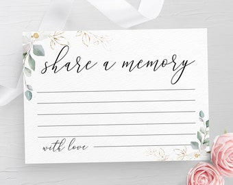 Share a memory card Editable template Printable funeral card Digital memory card Wedding gold foliage Digital DIY Download Templett agflf10