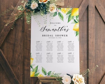 Small lemon seating chart Editable template Bridal seating poster Download Templett BrLem-cf5