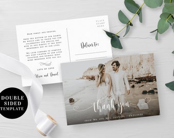 Photo thank you postcard printable Modern wedding thank you postcard with picture Wedding thank you letter Download DIY Templett ThFcf-SW6
