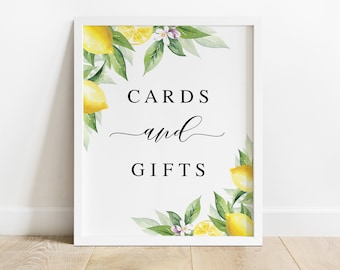 Lemon Cards and Gifts sign template Editable wedding signs Wedding table decor Printable DIY calligraphy Download Templett BrLem-cf5