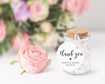 Thank you tag template Editable wedding favor tag Round stickers printable Circle gift tag Personalized label Download Templett #swc2