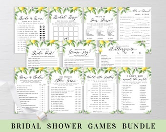 Bridal shower games bundle set Fully editable 11 Games Lemon Wedding activities package Tea party Brunch Couples Download Templett BrLem-cf5