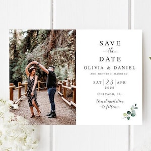 Save the date template Photo save the date printable Wedding save the date with photo Wedding announcement Download Edit with Templett