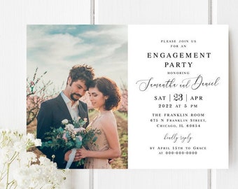 Photo invitation template Editable engagement party invite printable Modern engagement photo invite Digital Download Templett wpalf-a91